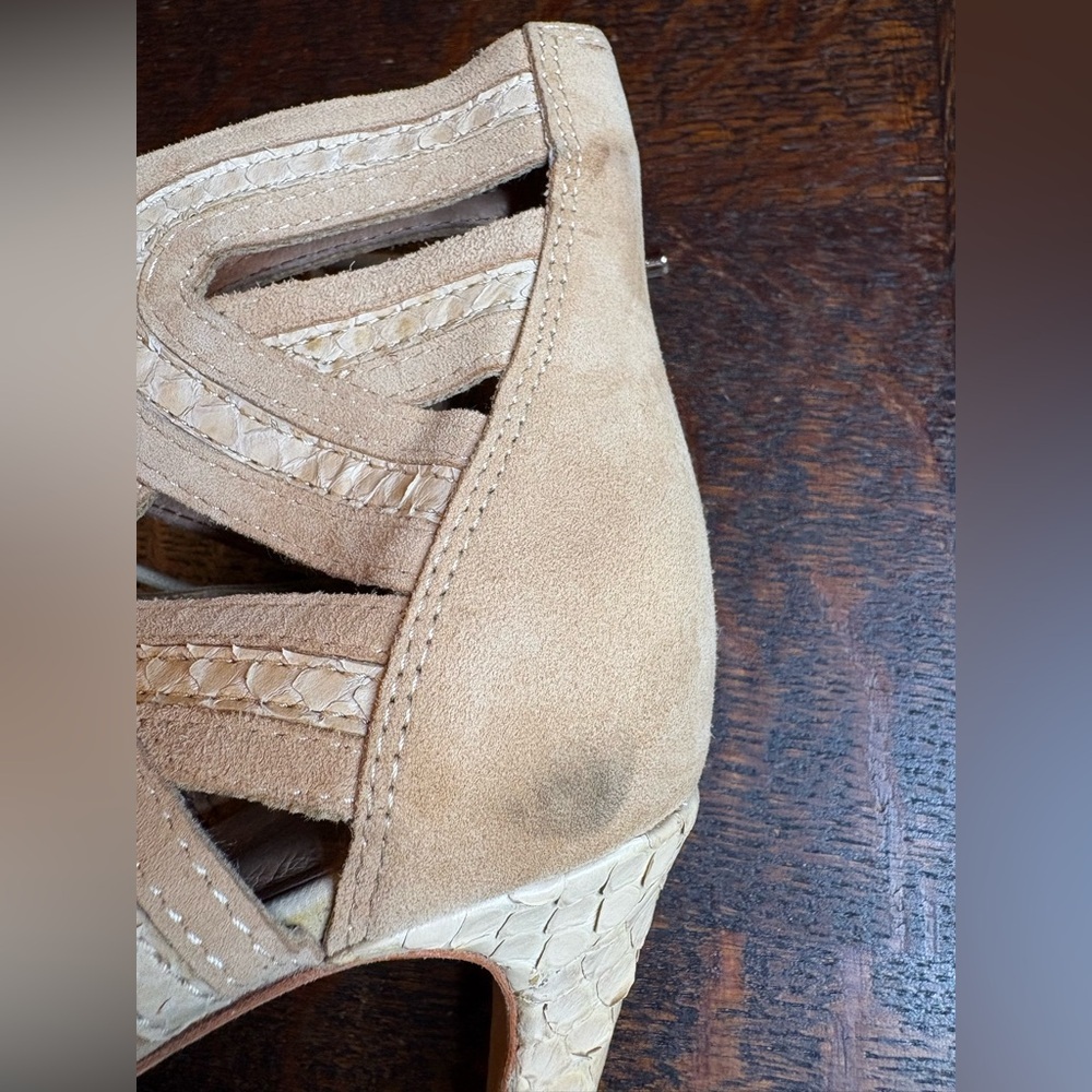 Joie Remy Caged Gladiator Lace-Up Heels - Nude/Tan Leather - Size 37.5 - Picture 8 of 11